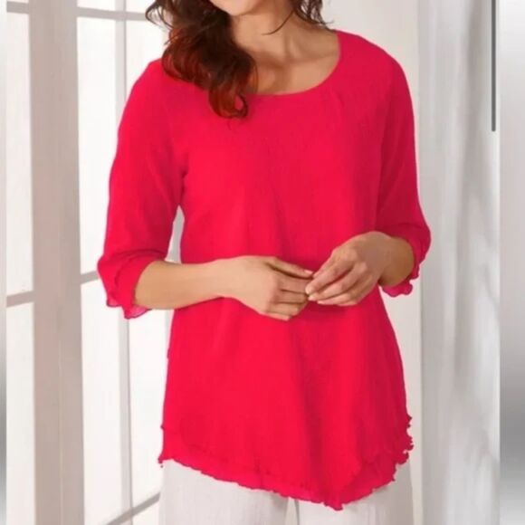 Soft Surroundings | Siesta Key Tunic in Fiery Red | Large - Picture 1 of 8